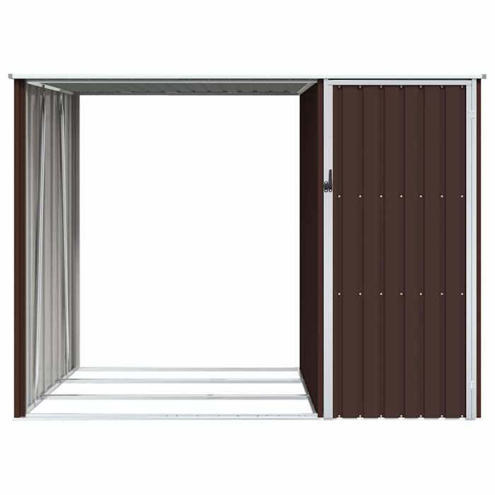 Leñera de jardín marrón de buena calidad, 245x98x159 cm, de alta gama, acero galvanizado 13925