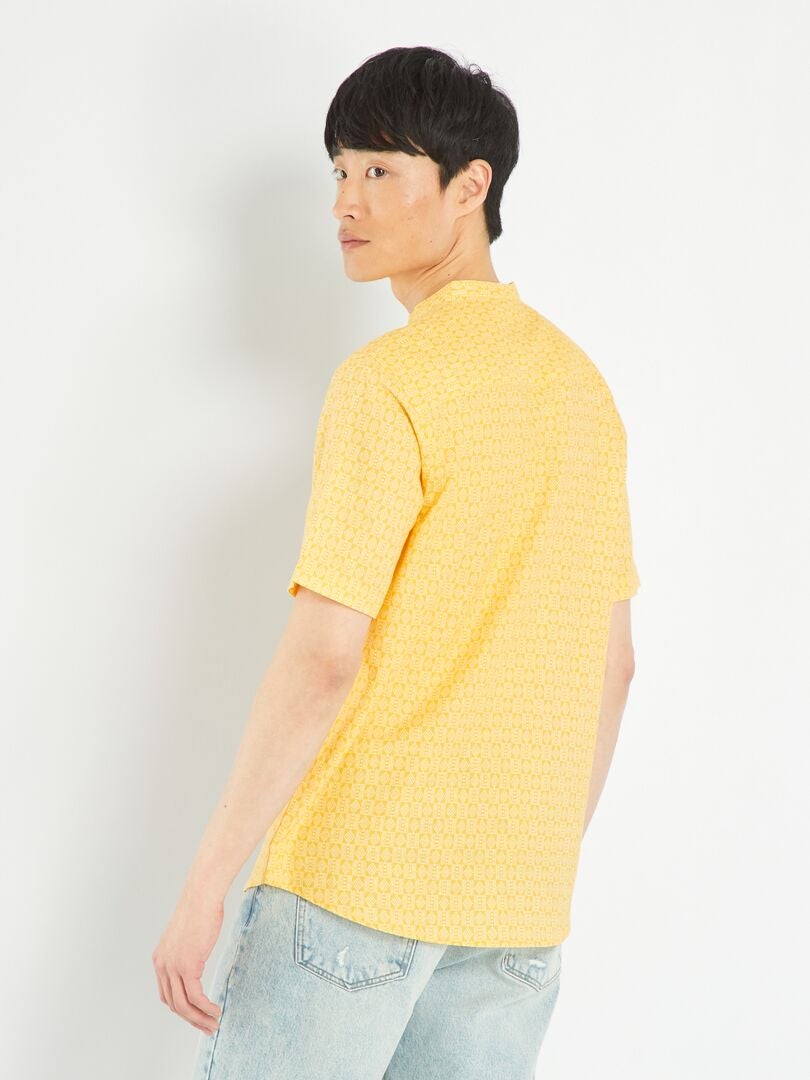 Camisa de lino estampada - AMARILLA