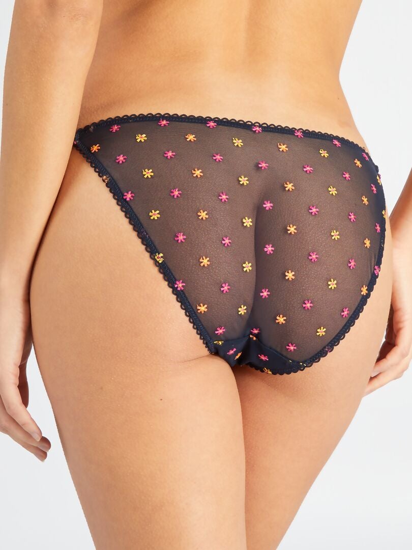 Geborduurde tule slip met haarspeldjes - BLAUW