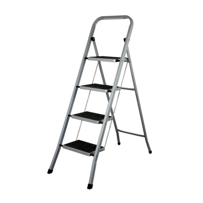 Scala - EDM - 4 gradini - Acciaio - Sistema di sicurezza antiapertura - Tappetino antiscivolo