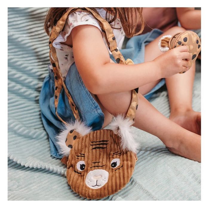Handtasche - Déglingos - Speculoos der Tiger - Cord - Schulterriemen - Kinder