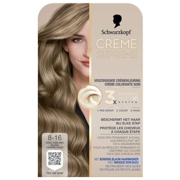 Schwarzkopf Creme Supreme 8-16 Cool Ash Blonde ošetrujúca krémová farba na vlasy 182 g