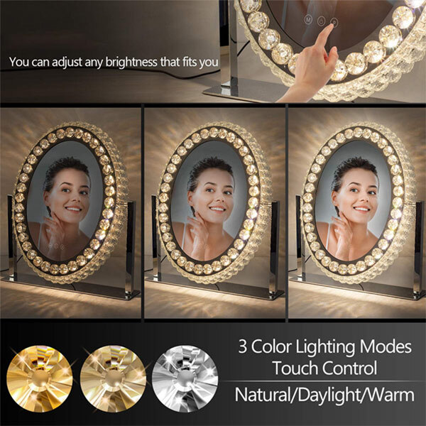 Livingandhome Kristall-LED-Hollywood-Schminkspiegel