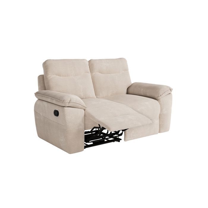 Canapé de relaxation manuel ROSS 2 places en velours côtelé - Beige - L160 x P100 x H102cm - LOUNGITUDE