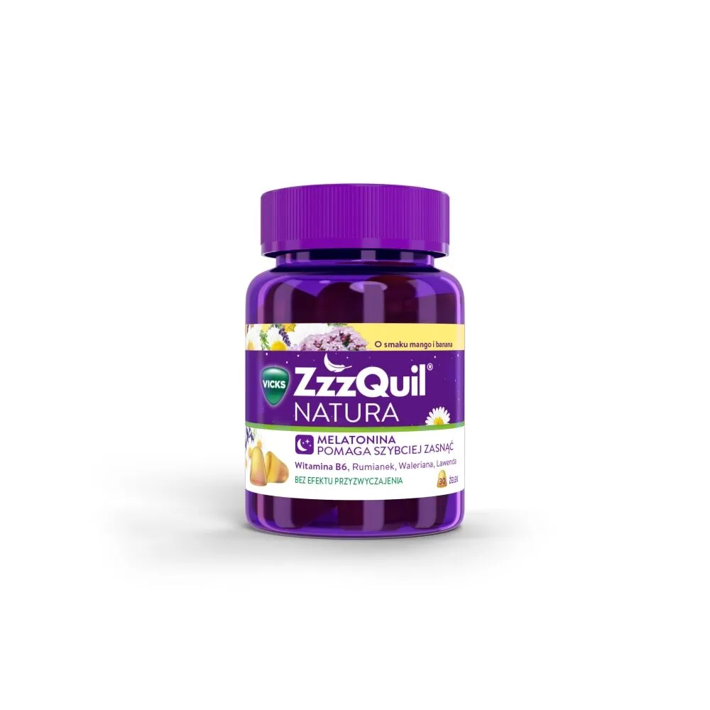 Zzzquil Natura Smak Mango i Banan, Suplement diety poprawiający jakość snu, Żelki