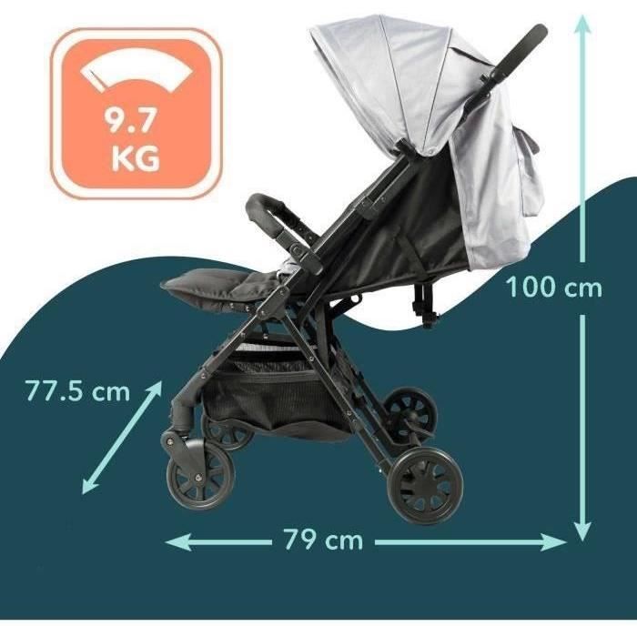 Bambisol - DS209 GRIGIO NERO - Passeggino doppio affiancato | Per gemelli dalla nascita, chiusura ultracompatta | Nero Grigio