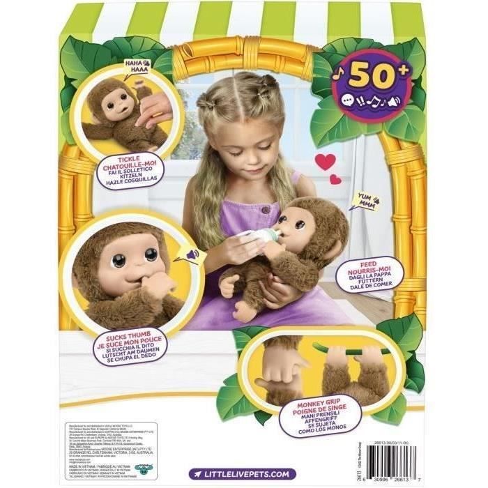 Meu Bebê Macaco - MOOSE TOYS - PEQUENOS ANIMAIS DE ESTIMAÇÃO VIVOS - Macaco interativo com acessórios