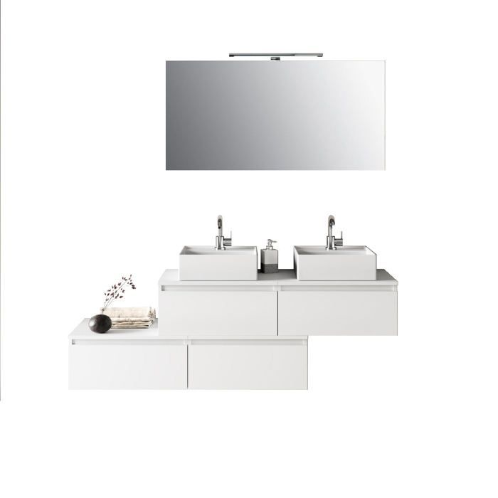 Juego de baño ASTRA de 8 piezas con doble lavabo, blanco.