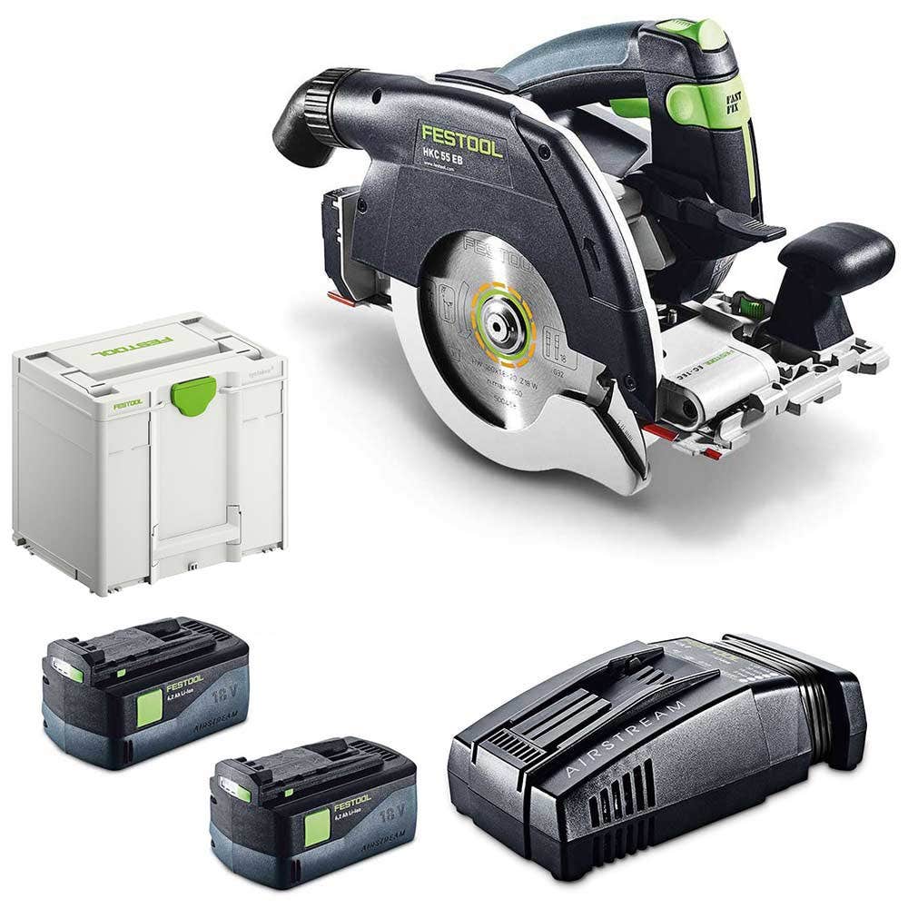 Serra circular sem escova FESTOOL 18V 120mm 2 x 5.2Ah HKC 55 com kit Bluetooth 577129