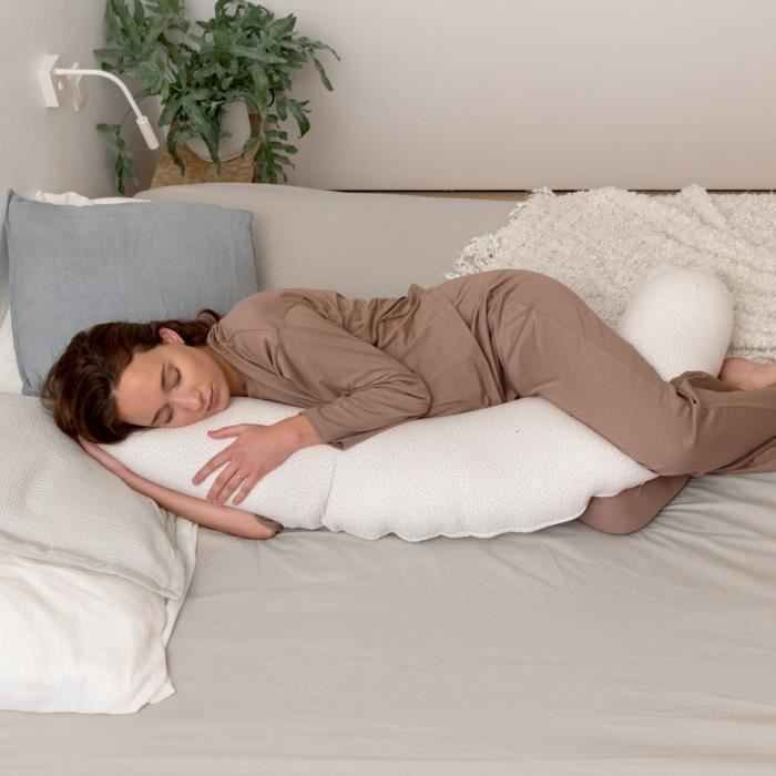 doomoo Coussin de Grossesse et Coussin d'Allaitement Buddy, Ultra Confort, Certifié Oeko-Tex, Silver Dots