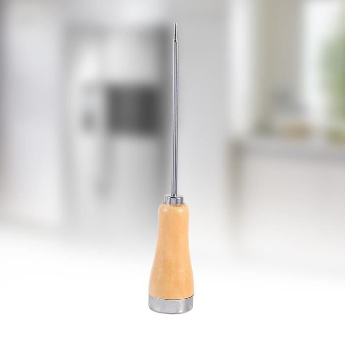 Pic à glace durable facile à transporter - Acier inoxydable et bois - 21,5 cm de longueur totale