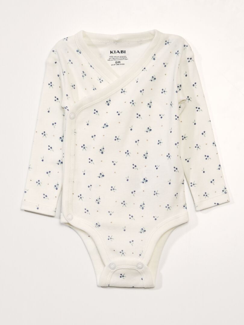 Conjunto de 3 peças: body + macacão + chapéu - Branco