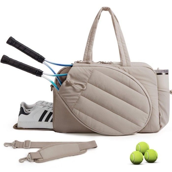 XJYDNCG Sac de Tennis Multifonctionnel pour Raquettes, Sac a Main Sportif Léger pour Hommes et Femmes - Kaki