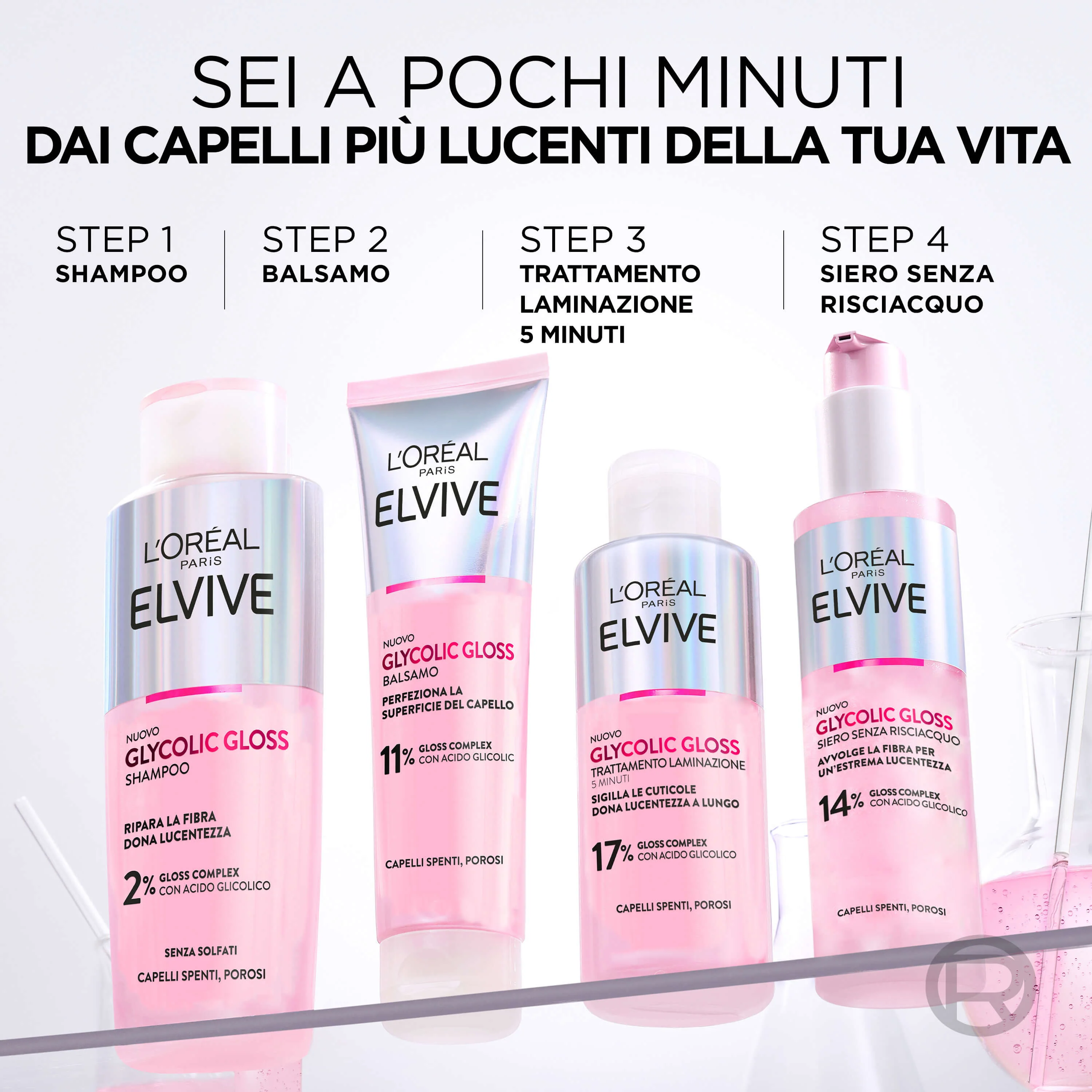 Elvive Glycolic Gloss Siero Senza Risciacquo con Acido Glicolico - Siero Capelli