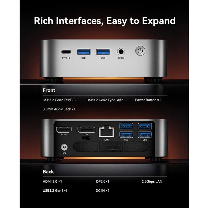 ACEMAGIC Mini PC AMD Ryzen 7 6800H (8C/16T, jusqu'à 4,7 GHz) 16Go LP DDR5 512Go M.2 SSD,Triple écran 4K/WiFi 6/BT 5.2/Win11 Pro