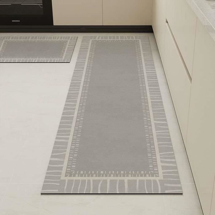 Tapis de sol - Antidérapant - Gris - 45x120 cm - Cuir technique - Absorbant eau et huile