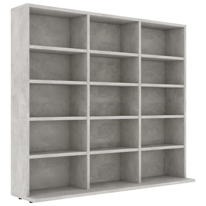 Storage Unit - CD Cabinet - Concrete Grey 102x16x89.5 cm Chipboard