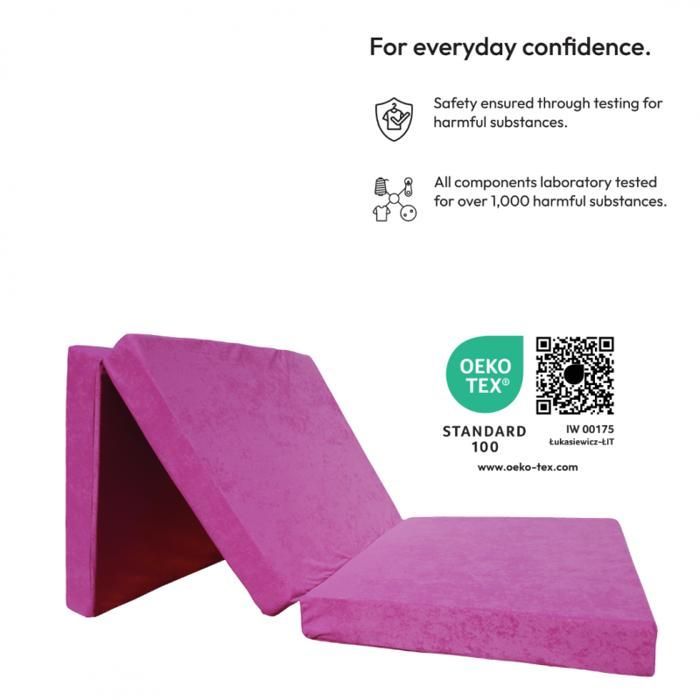 Matelas 195x65x8 cm lit futon pliable pliant - NATALIA SPZOO - Rose - Mousse polyuréthane - 1 personne