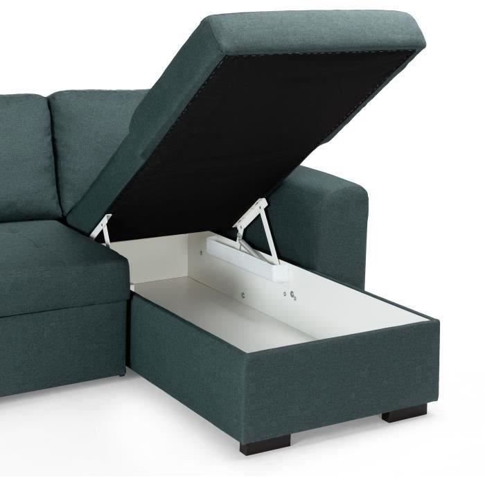 Canapé d'angle convertible réversible 4 places - Tissu Vert - L 244 x P 151 x H 90 - HAMILTON - Fabriqué en Ukraine