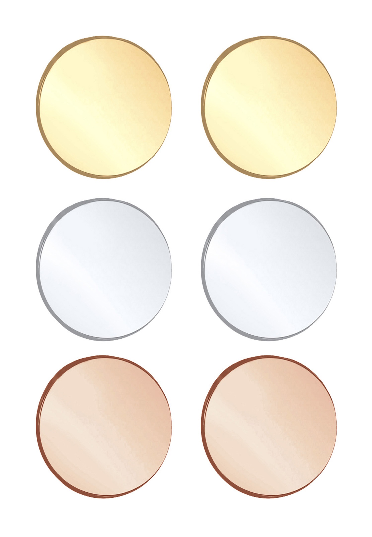 Elli Femmes Set de 3 Cercle Basique Tri-Color en Argent Sterling 925