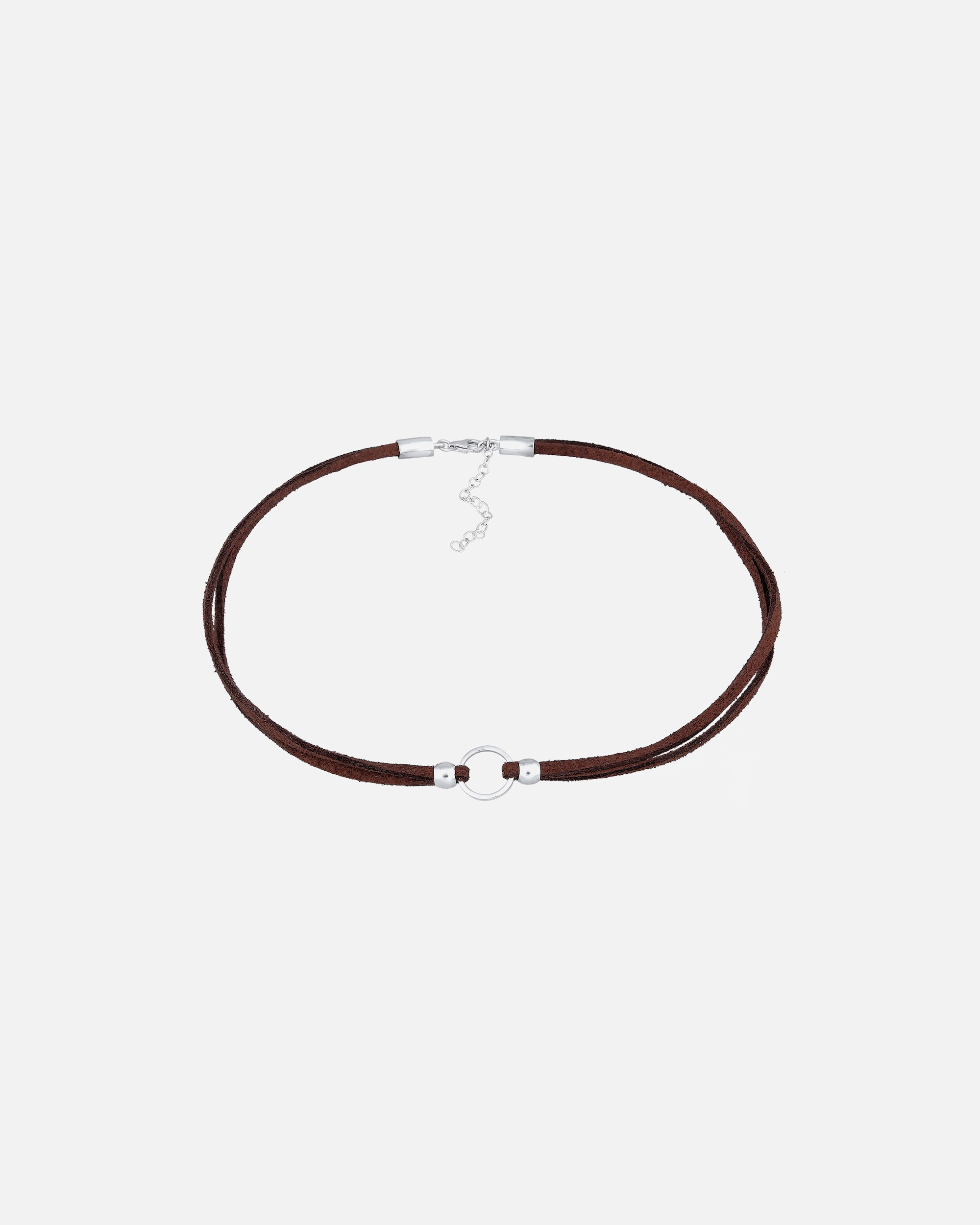 Elli Femmes choker cercle avec similicuir brun en argent sterling 925