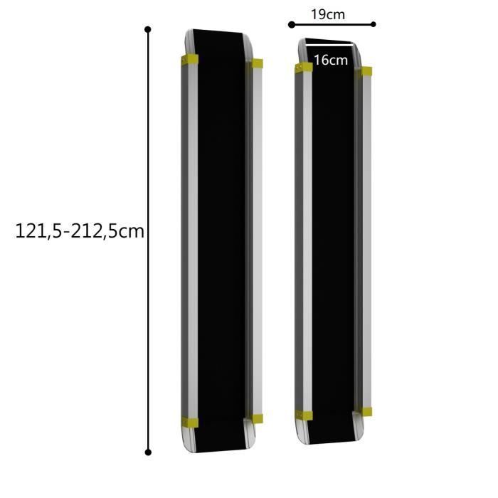 Juego de 2 rampas telescópicas antideslizantes de aluminio para sillas de ruedas COSTWAY, longitud ajustable 121,5/183/212,5 cm, 270 kg