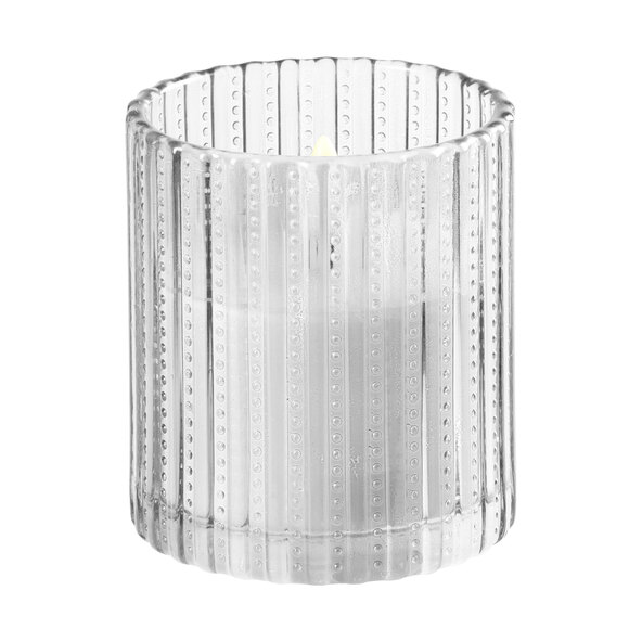 LED-Echtwachskerze, Reliefglas, 2er Set