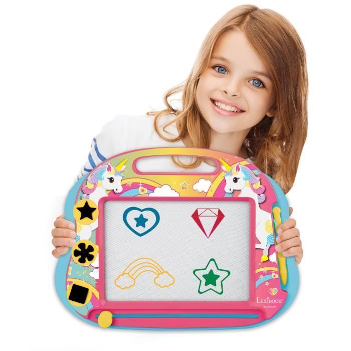 Unicorn Magic Slate, A5-formaat, met magnetische accessoires om in kleur te tekenen - LEXIBOOK