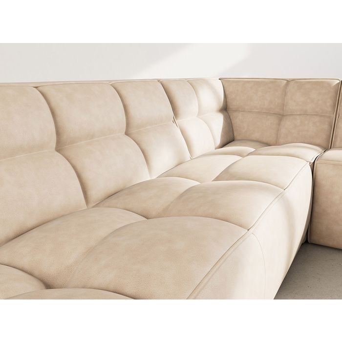 Alya - Reversible 4-seater modular corner sofa in faux leather - Beige