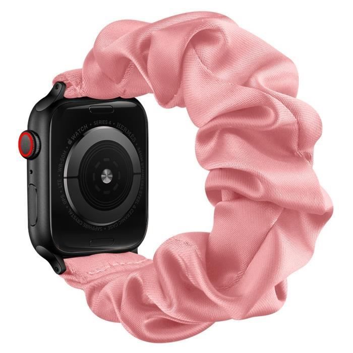 Stijl B stoffen haarband, elastische smartwatchband voor Apple Watch 4-5-6-SE 40mm 1-2-3 38mm S - Lichtroze