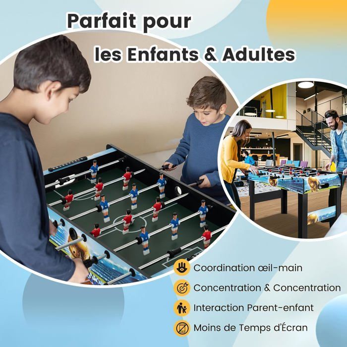 Calcio balilla per bambini GOPLUS, tavolo da gioco autoportante con gambe rimovibili, 2 palline e 2 segnapunti, 94 x 81 x 68 cm