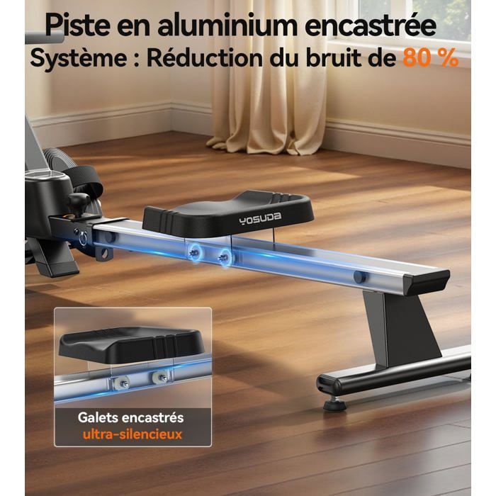 YOSUDA Magnetische Roeimachine met 16 Niveaus, App & LCD, 160 kg, Stil, Verticaal Opbergen, Eenvoudige Montage.