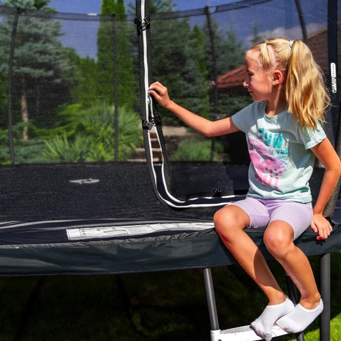 Cama elástica THUNDER® ELITE Ø 365-374cm 12 pés | Para crianças | Pacote completo com rede de segurança | Certificação EN71 e TÜV GS | Azul