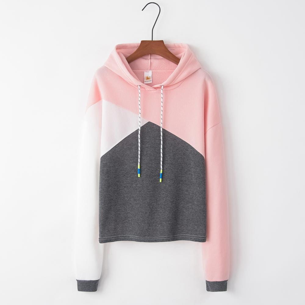 Felpa invernale da donna in pile, nuova, con cuciture a contrasto, cappuccio, maniche lunghe, coulisse con occhielli, pullover con cappuccio.