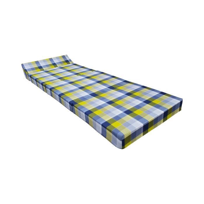 Matelas futon pliable NATALIA SPZOO - Mousse - 1 personne - Ferme - Bleu - 70x200 cm