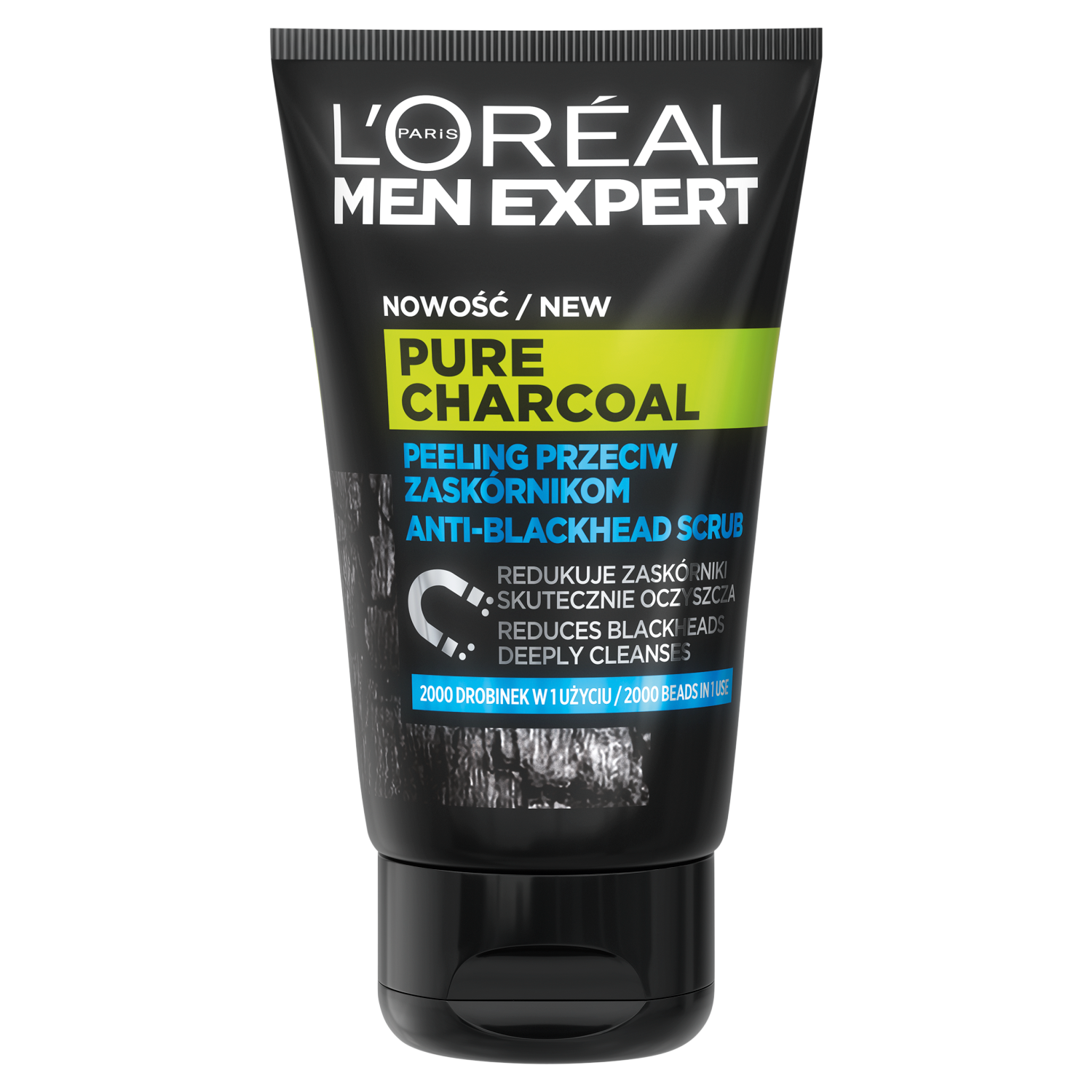 L'Oréal Paris Men Expert peeling na obličej proti černým tečkám 100 ml s čistým aktivním uhlím