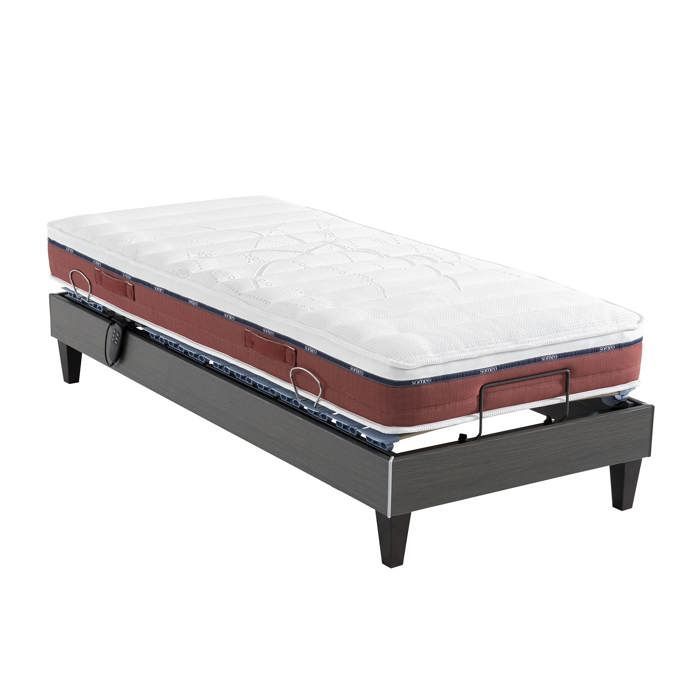 Set materasso relax, 100% lattice, base e gambe in TPR, Twilight 600 - SOMEO 70x190 - Legno scuro - Garanzia di 7 anni - Someo
