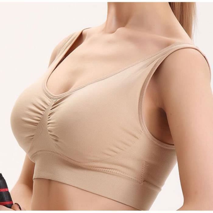 Pack de 6 sujetadores deportivos cómodos sin costuras para mujer, negro, blanco, nude, rosa aguamarina, morado, azul, rojo, rosa #XL