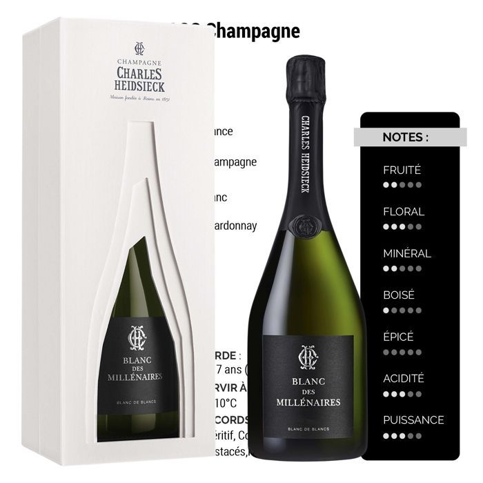 Set de regalo de champán Heidsieck Blanc des Millénaires 2006 - 75cl