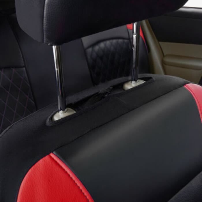Housses de siège de voiture - MIOLOE - Ensemble complet 9 pièces - Cuir PU - Universelles - Rouge