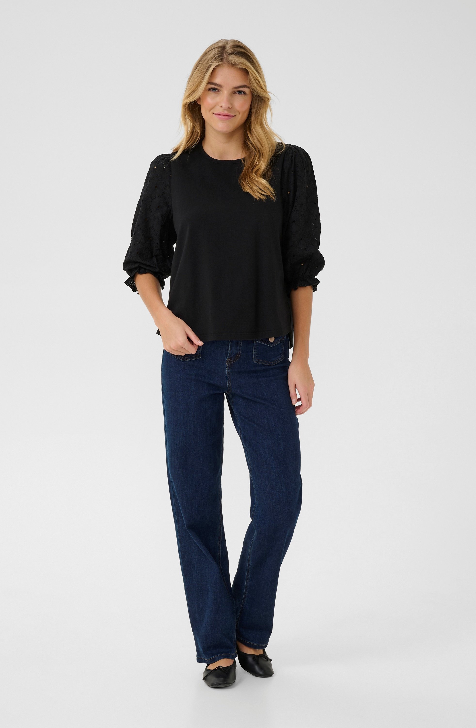 Chemisier Cream CRPENNI BRODERI ANGLAIS - noir profond