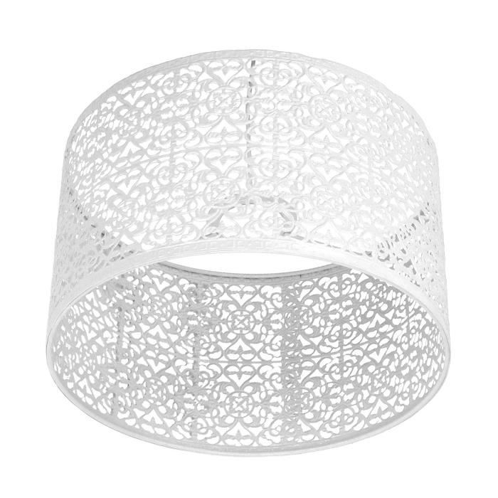 Pantalla de lámpara de metal blanco calado, resistente a las polillas, compatible con bombillas E14/E27, efecto de pantalla decorativa.