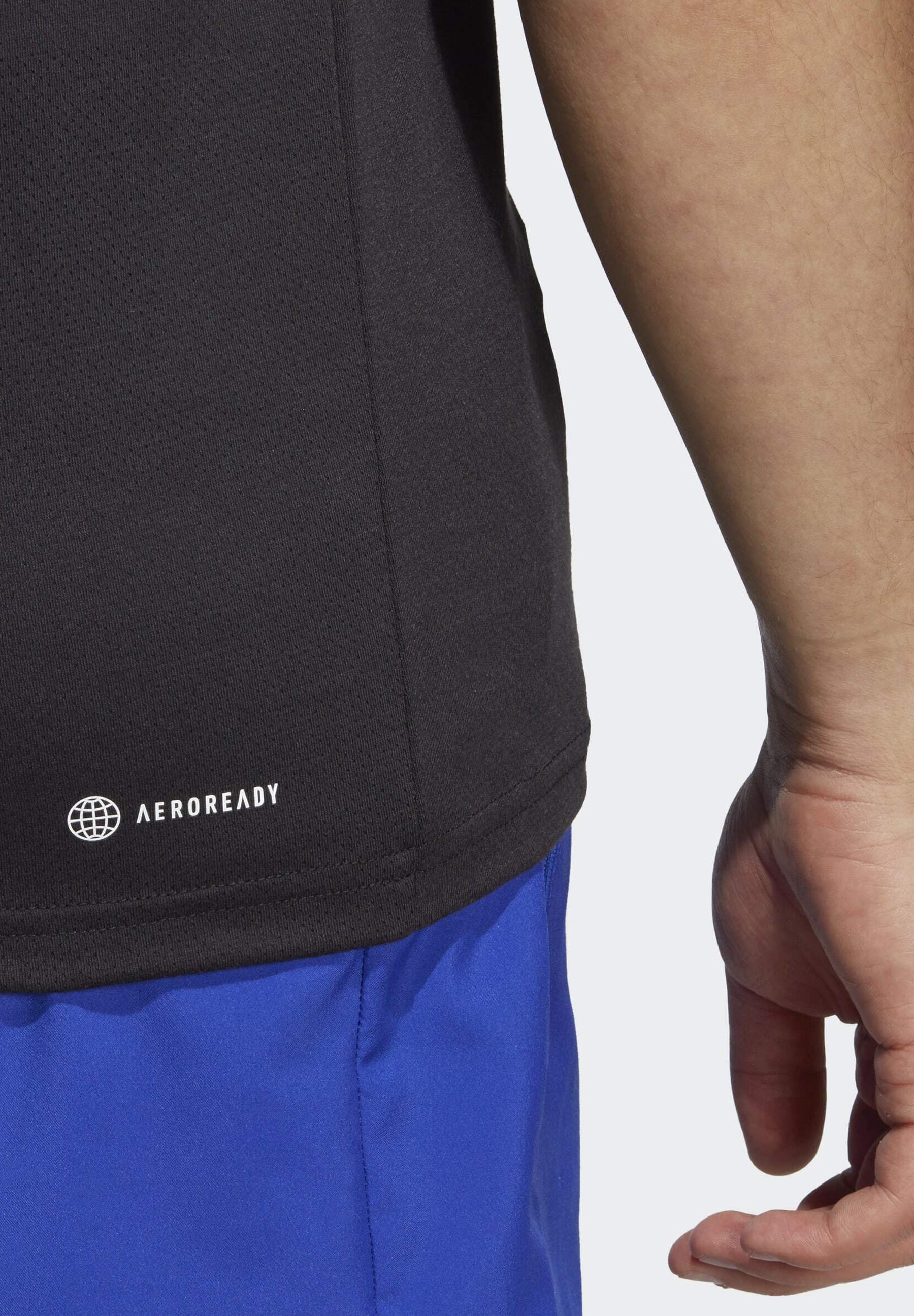 adidas Performance TRAIN ESSENTIALS COMFORT - Sportiniai marškinėliai - juodai balti