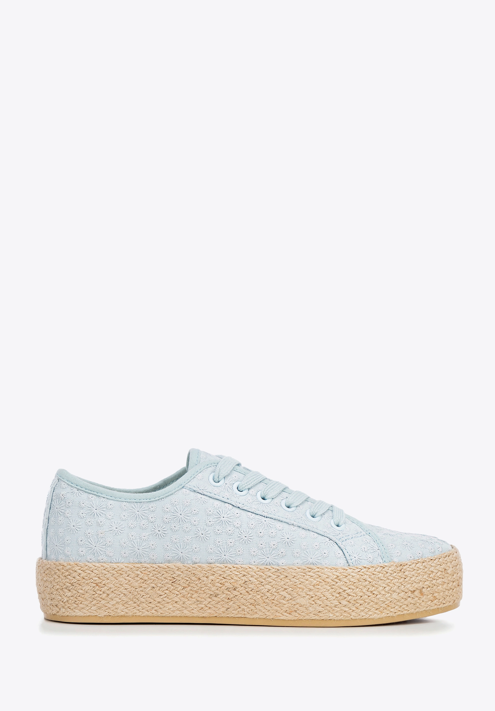 Damskie sneakersy na słomkowej podeszwie niebieskie