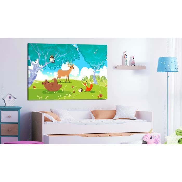 Children's Picture Friendly Animals (1 Piece) Wide 120x80 cm - Decorative Picture