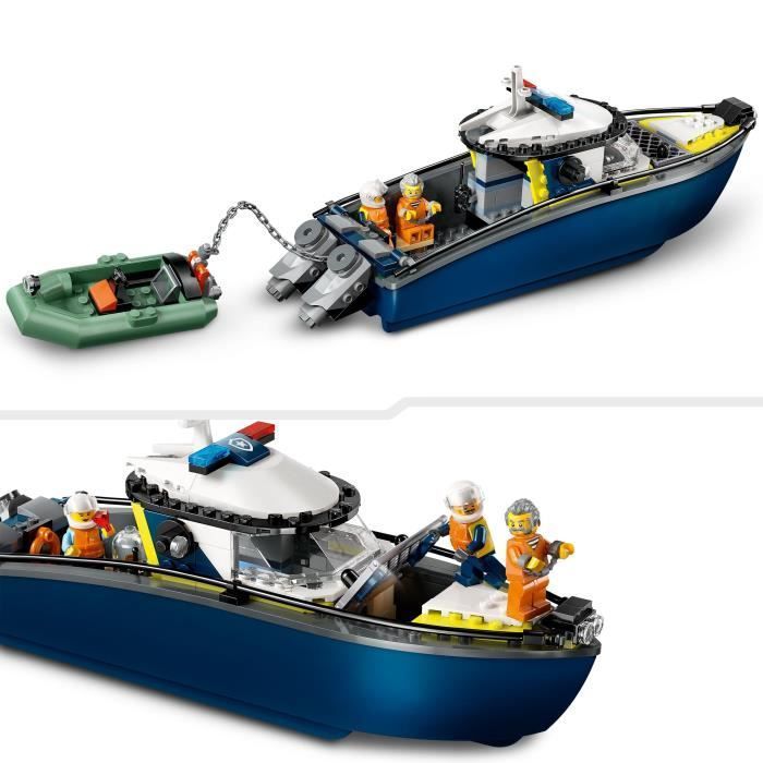 LEGO City 60456 La Course-Poursuite en Bateau de Police - Jouet pour Garçon dès 6 ans