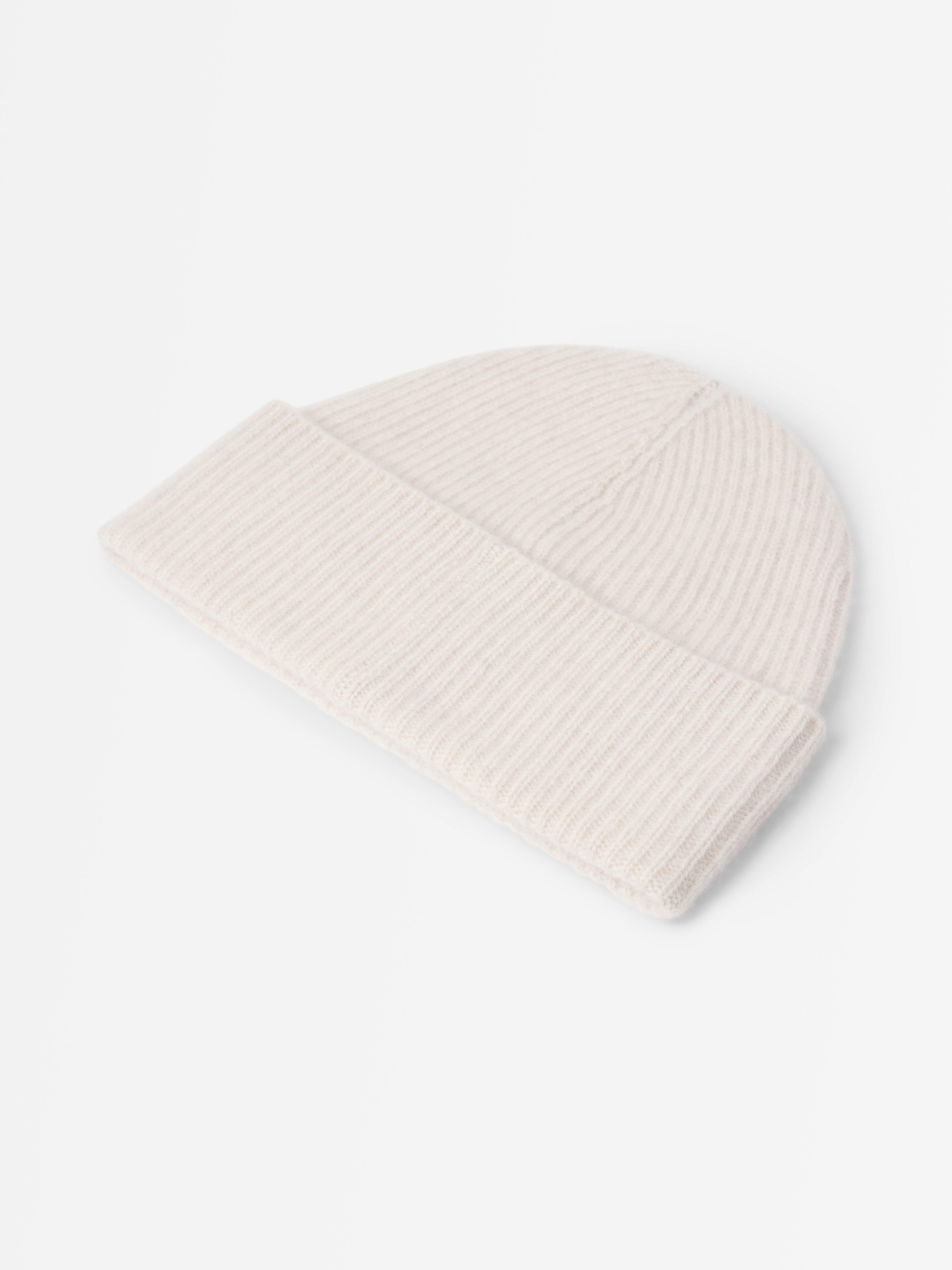 Chapeau en cachemire beige chiné