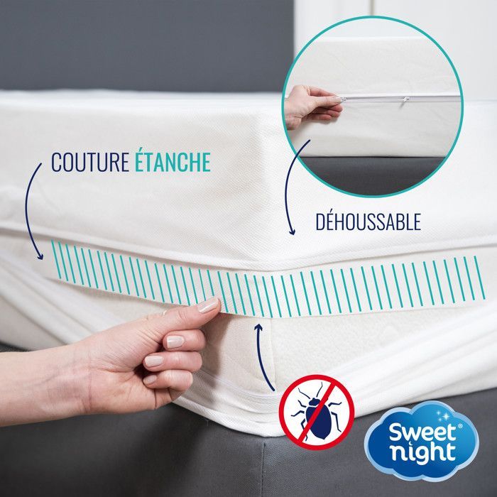 Full mattress cover 90x190x25 cm | Bed bug resistant | Zipper closure | Chemical free