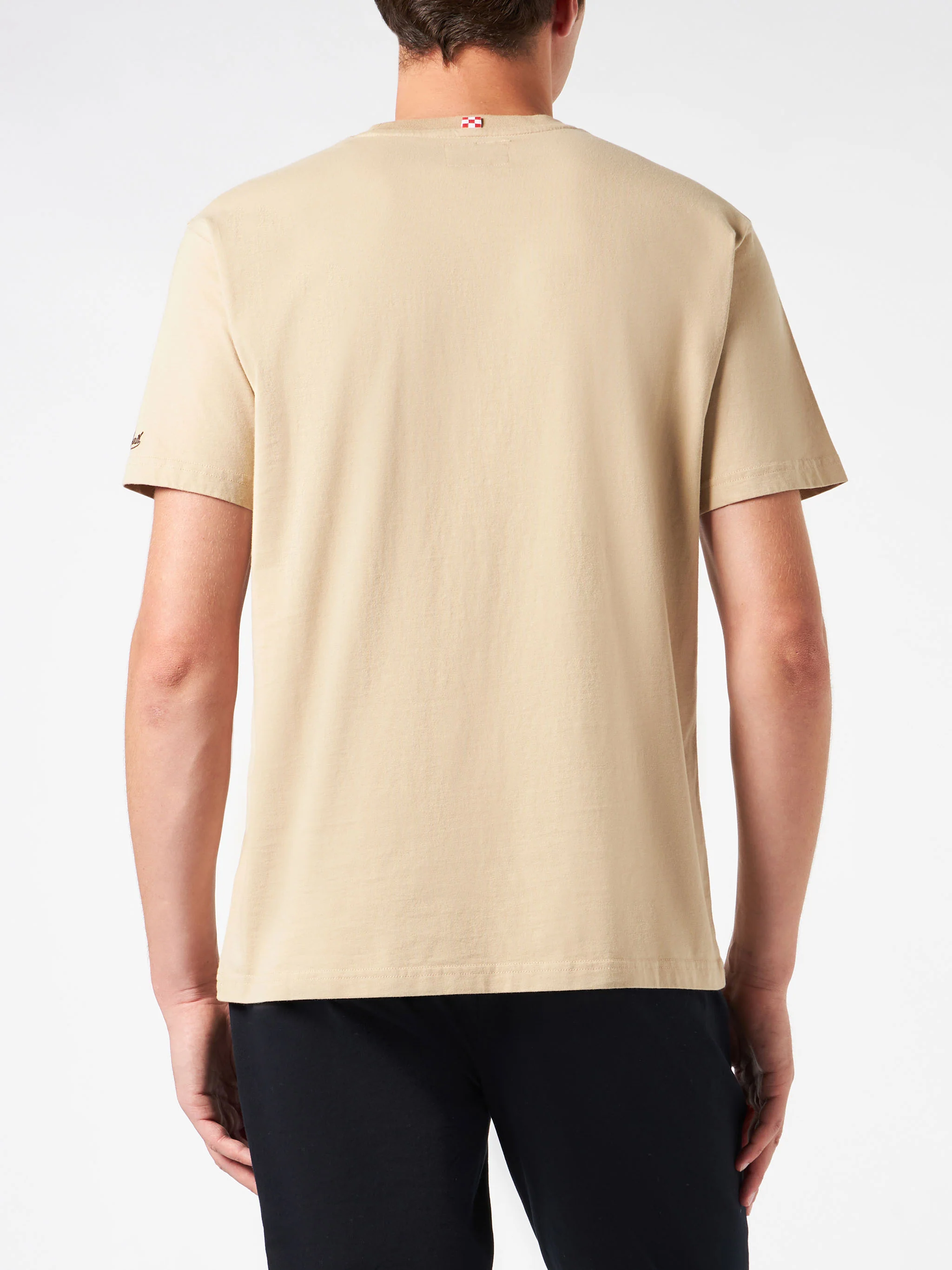 Schweres Herren-T-Shirt aus Baumwolle mit St. Barth-Landschaftsmotiv