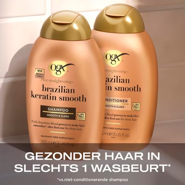 Ogx Ever Straight brazilski balzam za gladko polt z keratinom<br>385ml